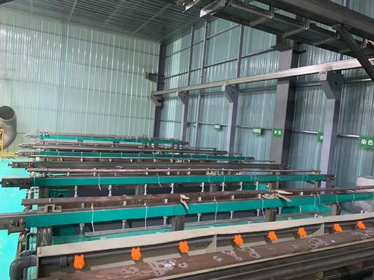 ভালো দাম অ্যালুমিনিয়াম পৃষ্ঠের চিকিত্সার জন্য হার্ড অ্যানোডাইজিং লাইন সরঞ্জাম 30-50um প্রোফাইল এবং শ্যাম্পেন, কালো, বাদামী, রৌপ্য সহ কাস্টমাইজযোগ্য রঙিন রঙ সহ অনলাইন